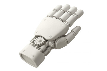 3d rendering of a white robotic hand open on transparent background, perfect for futuristic or technological projects