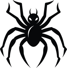 Obraz premium Stylized Spider Silhouette Arachnid with Curled Horns and Spooky Eyes Symbolic Halloween Creepy Crawly Design