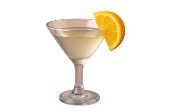 Cocktail with orange slice garnish here isolated illustration on transparent background