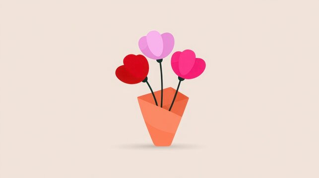 A vase with three red flowers in it