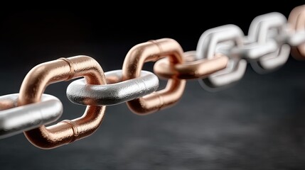 Fototapeta premium Close Up of Interlocking Silver and Copper Chain Links
