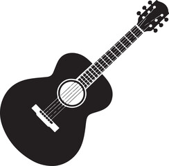 Fototapeta premium Black Acoustic Guitar Silhouette on White