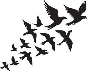 Obraz premium Dynamic Avian Silhouettes in Upward Flight