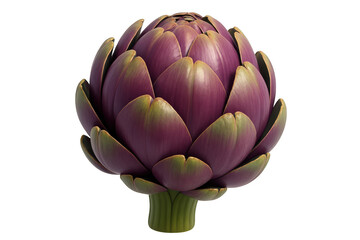 Fototapeta premium Purple artichoke against black ground isolated illustration on transparent background