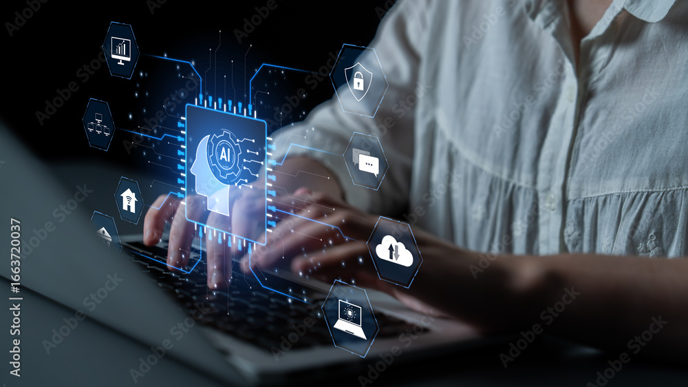 Aufkleber ai system integration connects ai, system, and integration across digital networks to enhance servic