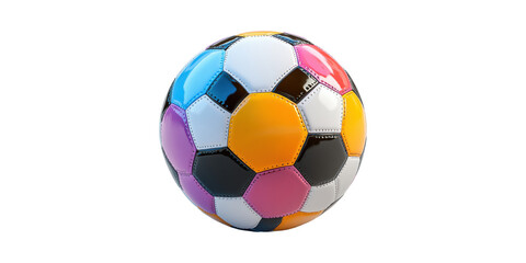 Colorful Soccer Ball. Vibrant Design For Sports And Recreation Isolated On Transparent Background