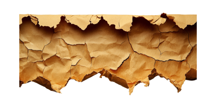 Torn Brown Paper Texture. Concept Of Vintage, Craft, And Recycling Isolated On Transparent Background