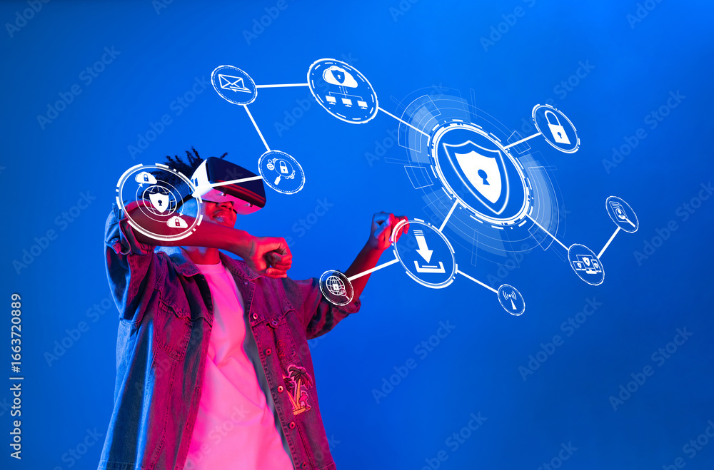 Poster explore innovative technology solutions for cybersecurity, focusing on how to protect data and priva