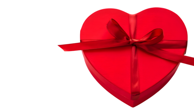 Romantic Red Heart-Shaped Gift Box with Satin Ribbon, Valentine's Day, Love, Passion.