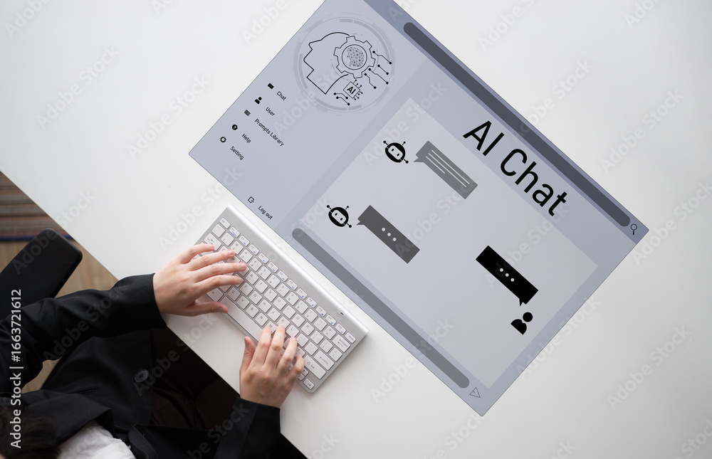 Poster ai chatbot interface facilitates communication, chatbot, and ai interaction for automated user suppo