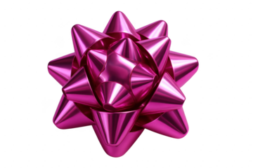 Bright pink bow on black background isolated illustration on transparent background