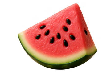 Fresh watermelon slice on black background isolated illustration on transparent background