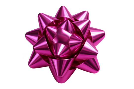 Bright pink bow on black background isolated illustration on transparent background