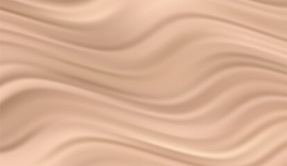 Elegant beige fabric features soft, fluid waves creating a serene and subtly textured backdrop with gentle curves and muted shades for a versatile aesthetic appeal