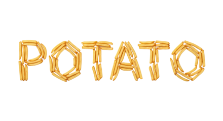 Potato spelled out using french fries.