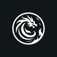 Obraz premium Chinese dragon silhouette and vector set 