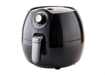 Air Fryer Kitchen Appliance With Control Knobs and Indicator Light cooking isolated on a transparent background