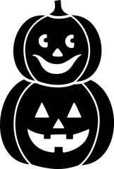 Funny Halloween pumpkin with face black silhouette isolated.
cute Jack o lantern pumpkin vector cartoon.
Transparent background.