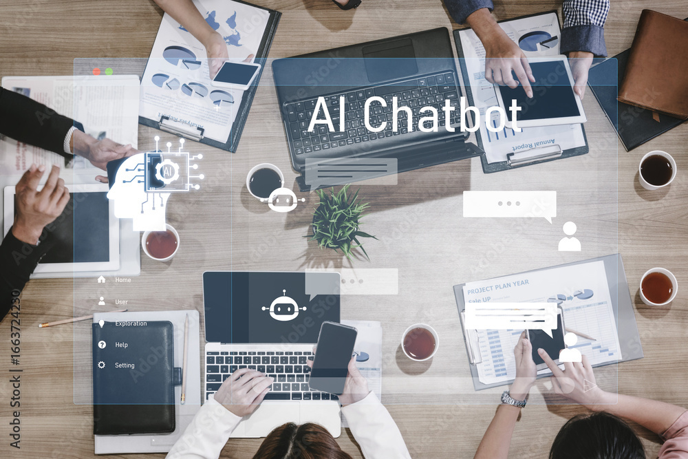 Poster ai chatbot interface facilitates communication, chatbot, and ai interaction for automated user suppo