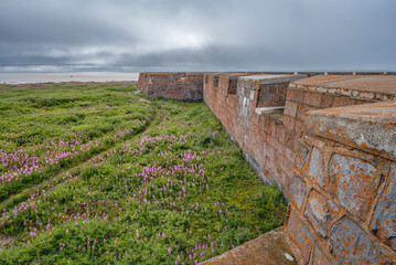 Wall of Prince of Wales Fort on Hudson Bay in Churchill, Manitoba, Canada