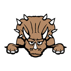 Triceratops Horns Dino Bag Behind Table Fence Hiding Waiting Angry Impatient