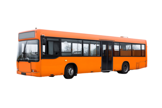 Orange bus on a transparent background, ready for its next urban adventure - Powered by Adobe