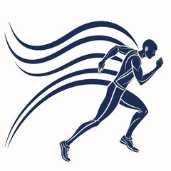 Stylized Runner in Motion with Speed Lines for Sports and Fitness