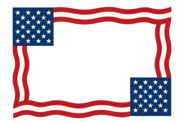 Patriotic frame with stars and stripes isolated illustration on transparent background