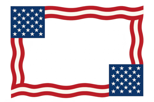 Patriotic frame with stars and stripes isolated illustration on transparent background