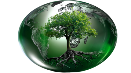 A tree inside the earth, symbolizing the importance of environmental conservation isolated on transparent background