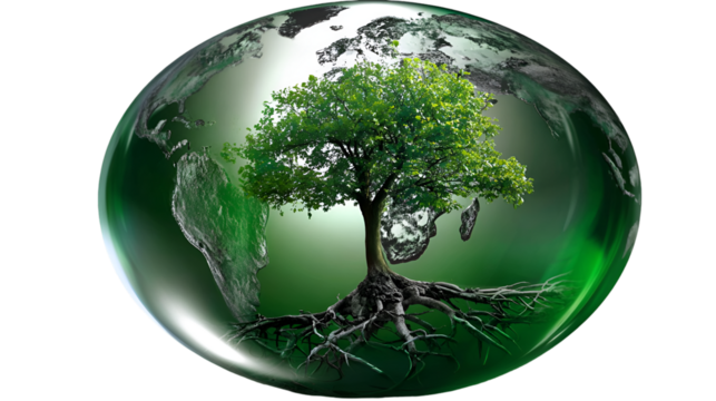 A tree inside the earth, symbolizing the importance of environmental conservation isolated on transparent background