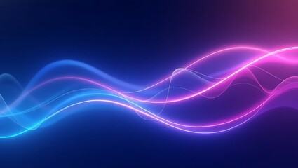 Fototapeta premium Abstract neon glowing waves. Futuristic blue and pink light trails on a dark background. A modern concept for technology, energy, and digital communication. Generative Ai.