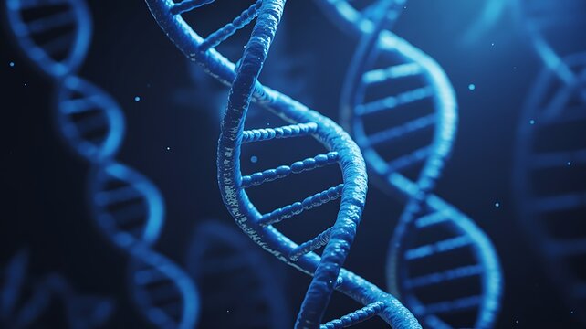 Blue DNA Double Helix Structure Close Up genetic - Powered by Adobe