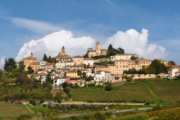The ancient hilltop village of Neive, located in the Langhe region of Piedmont, recognized as one of "The Most Beautiful Villages in Italy", Cuneo province, Italy