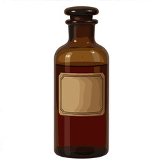 Vintage brown glass medicine bottle with blank label  