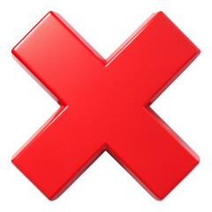 Obraz premium A glossy red x mark isolated on a black background indicating error or cancellation symbol sign created with generated ai