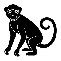 Fototapeta premium Simple black silhouette of a monkey icon