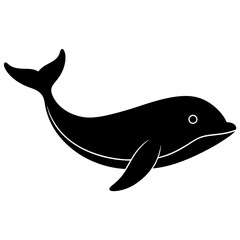 Fototapeta premium Majestic blue whale silhouette in black vector style