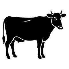 Fototapeta premium Simple black silhouette of a cow in icon style