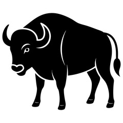 Fototapeta premium Black silhouette of a buffalo in a clean vector icon style
