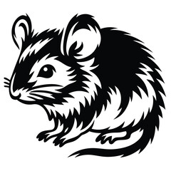 Monochrome illustration of a wood mouse showcasing bold graphic design elements