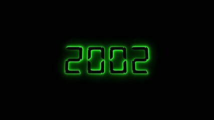Glowing neon 2002 year animation background.