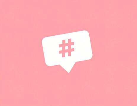 Hashtag Symbol within a Speech Bubble on Pink Background
