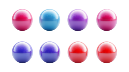 Vibrant Color Therapy Balls Set of Eight Exercise Balls for Fitness and Wellness