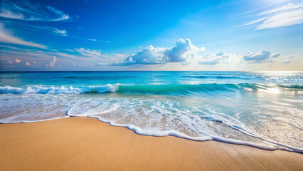 Ocean wave photo, Beautiful beach image, Blue sea landscape, Sandy beach artwork, Sea water texture, Ocean surf design, Natural beach scenery, Summer holiday photo, Waves on the shore, Coastal sea ima