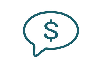 Dollar sign inside a speech bubble icon representing financial communication or money talk