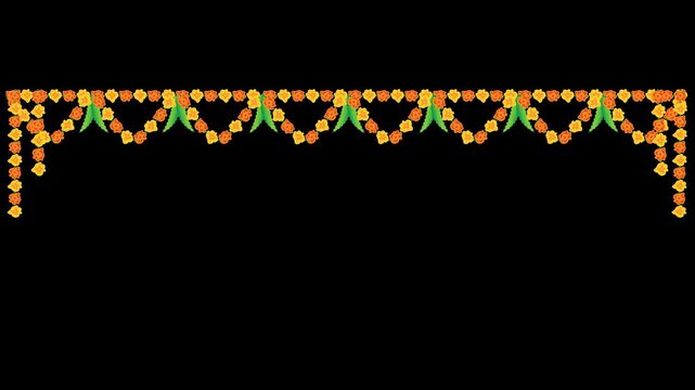 Traditional Floral Garland Animation with Alpha Background