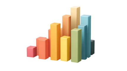 Colorful chalk sticks arranged in a cluster isolated on transparent background