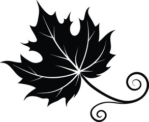 Autumn Maple Leaf Swirl Silhouette, Maple Leaf Autumn Vector