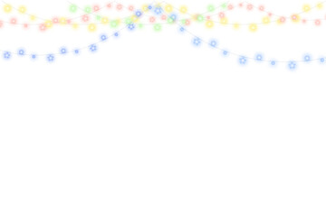 Colorful christmas lights string decoration isolated on transparent background